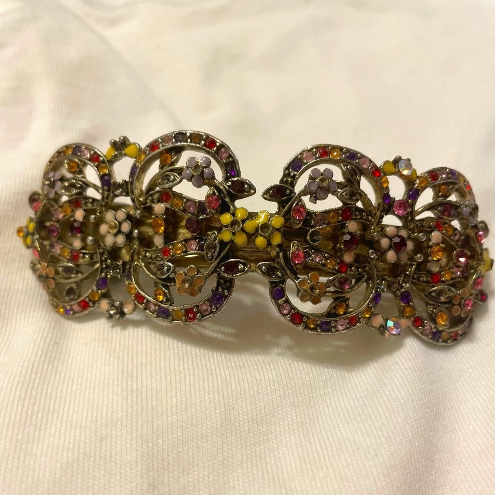 Vintage-style Inset Enamel and Stone Hairpiece